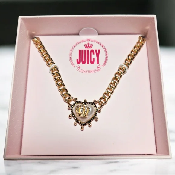 NEW Juicy Couture Gold Crown Heart Necklace 18 Inches New With Tags - Picture 6 of 6